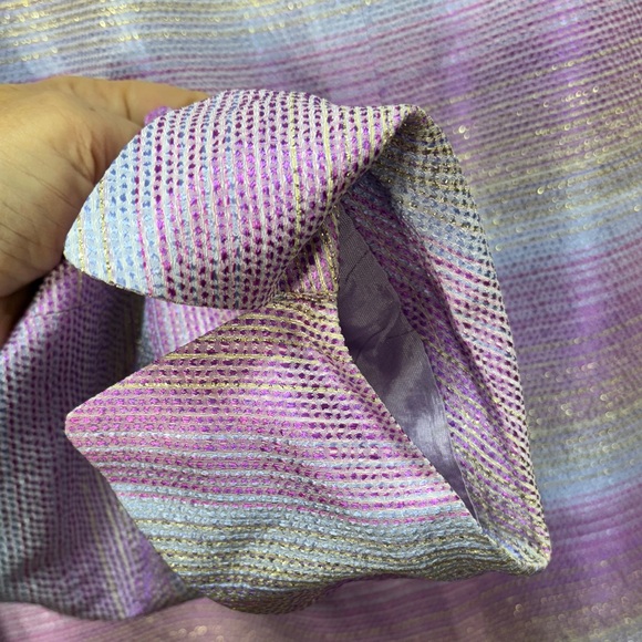 🚢 Moshita Couture 2pc metallic Pastel Striped Blazer & Skirt Set - Picture 8 of 9